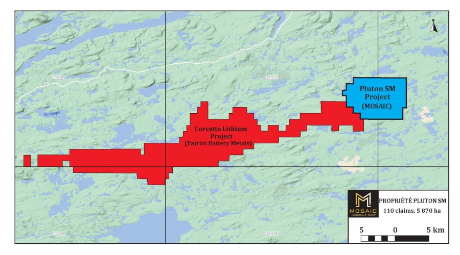 Mosaic Minerals Pluton SM Property Map