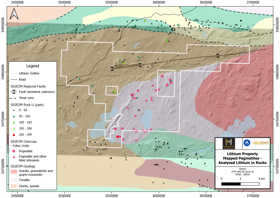 Lithium SM Mapped Pegmatites