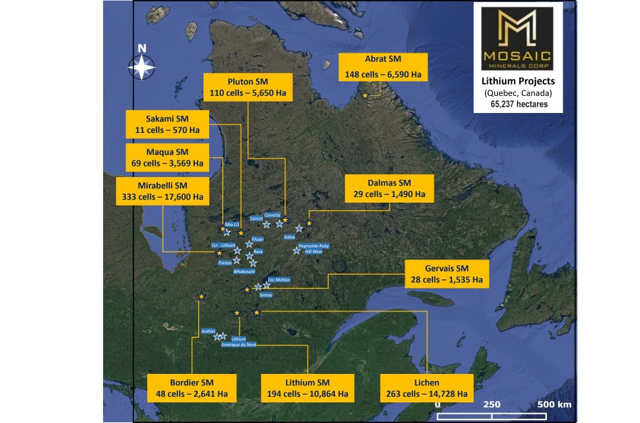 Mosaic Minerals Lithium Projects