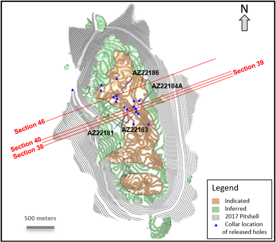 Figure 1 – Plan View Location of Cross-sections and Drill Holes in the Deposit 