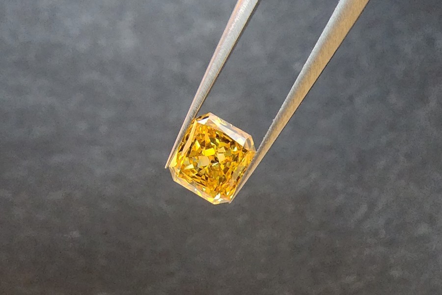 0.21 carat fancy colour rectangular radiant-cut diamond from the Naujaat Diamond Project