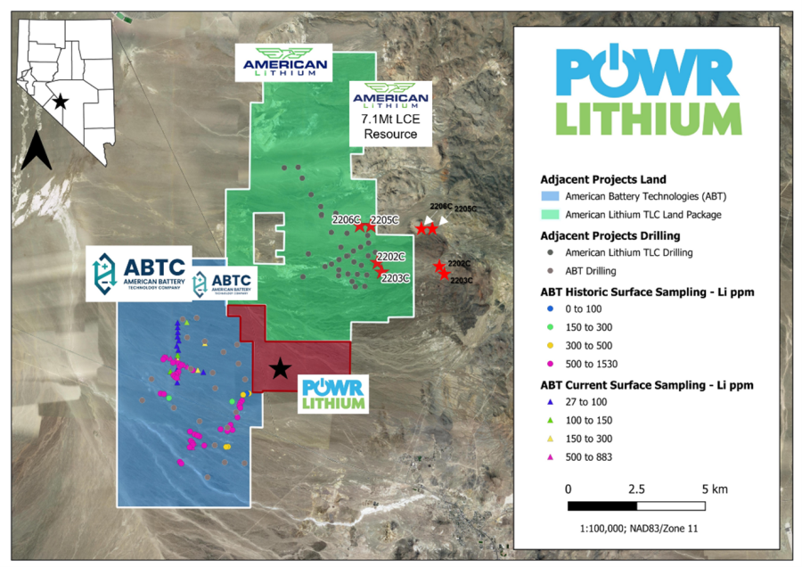 Fig.1 POWR Lithium property and adjacent projects