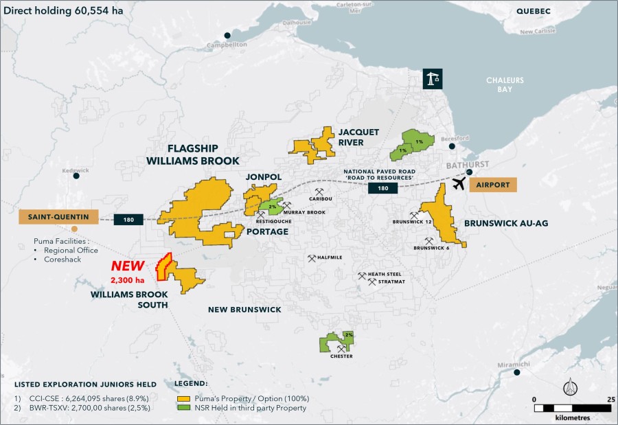 Figure 1: Puma's assets in Northern New Brunswick