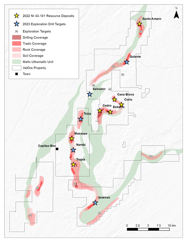 Figure 1: Pedra Branca project property map, highlighting locations of the 2023 drill targets and current resource zones.