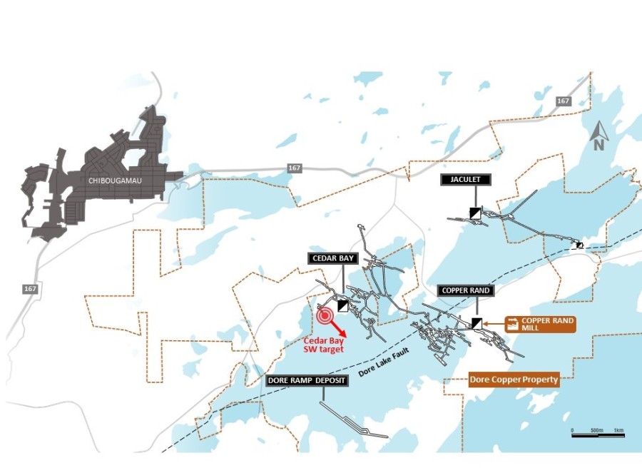Plan View of Copper Rand Property Showing the Cedar Bay SW Target