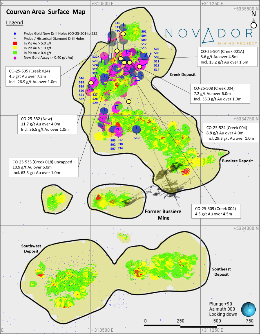 Figure 1: Courvan Area Surface Map – Courvan Gold Trend new drilling results