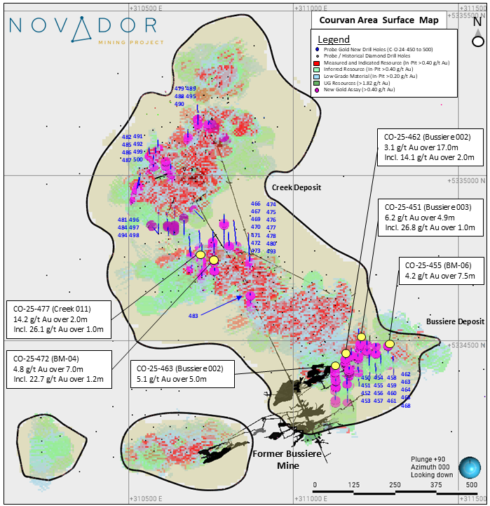 Figure 1: Courvan Area Surface Map – Courvan Gold Trend new drilling results