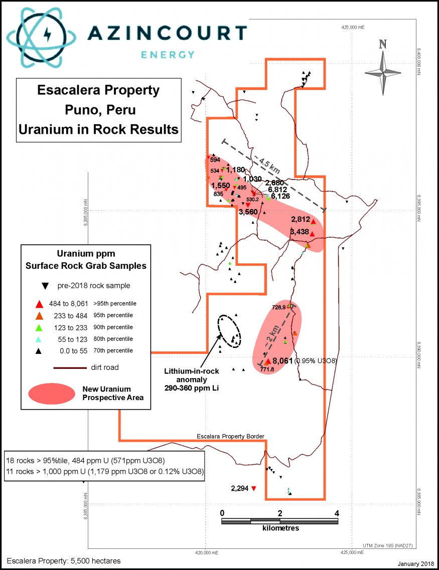 Azincourt projects and nearby claims in the Puno District, Southeastern Peru