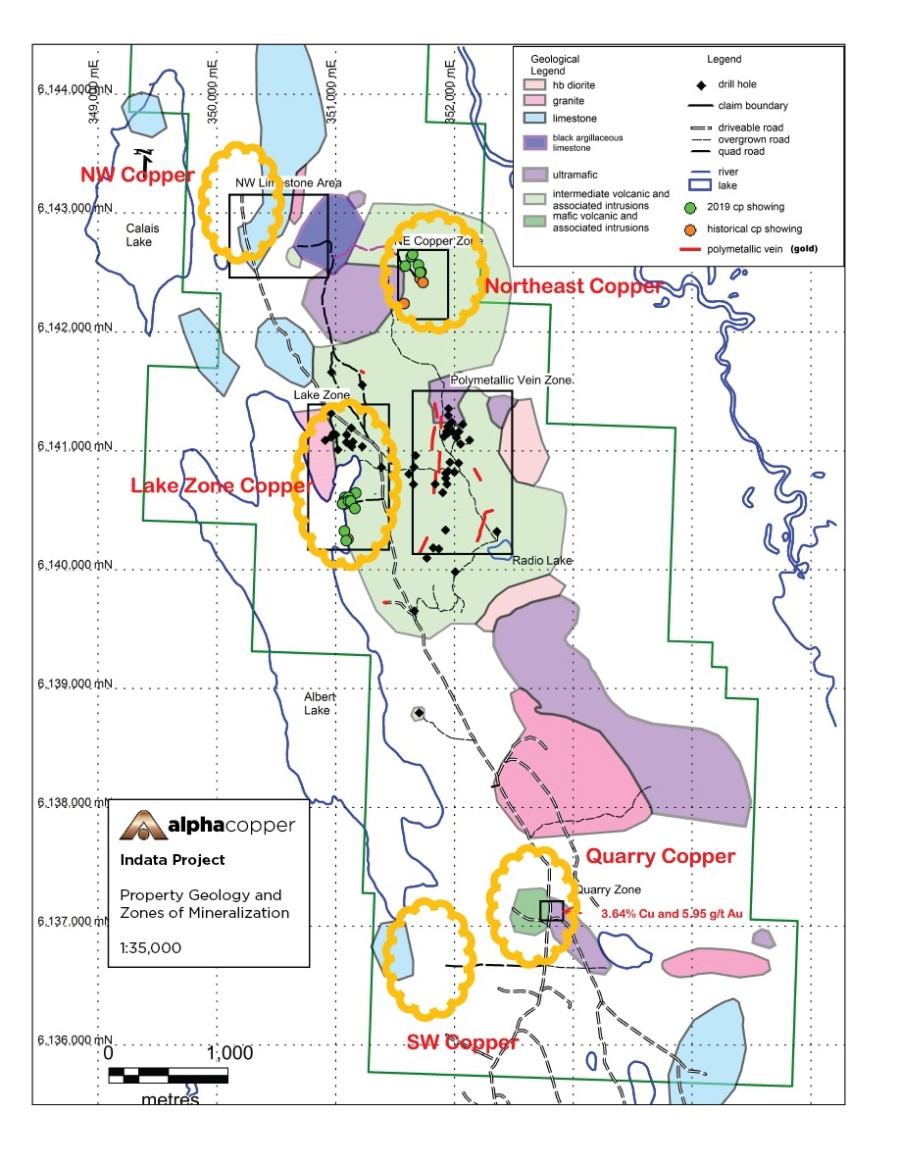 Figure 1 Alpha Copper Indata Project Drill Targets 2022