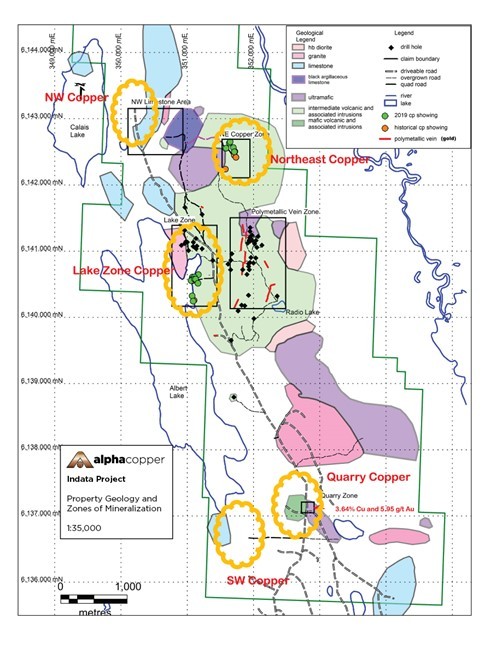 Figure 1 Alpha Copper Indata Project Drill Targets 2022