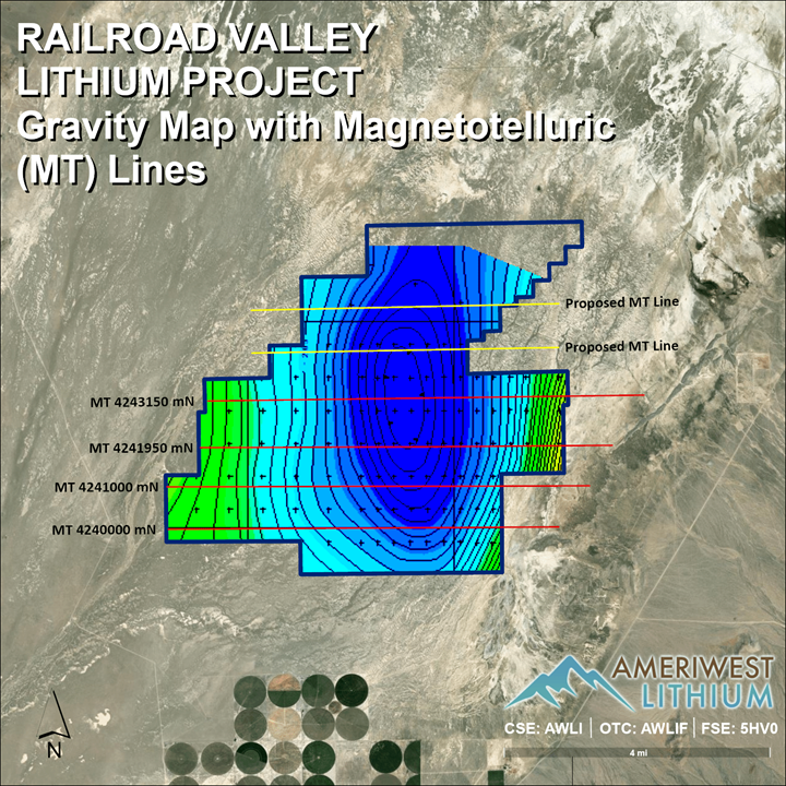 Figure 1:  Bouguer Anomaly Gravity Map of the Railroad Valley Property, NV