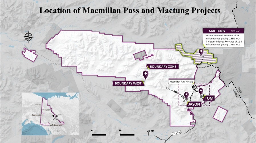 Location of Macmillan Pass and Mactung Projects