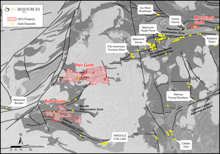 Figure 1: Regional Map of GFG Gold Projects 