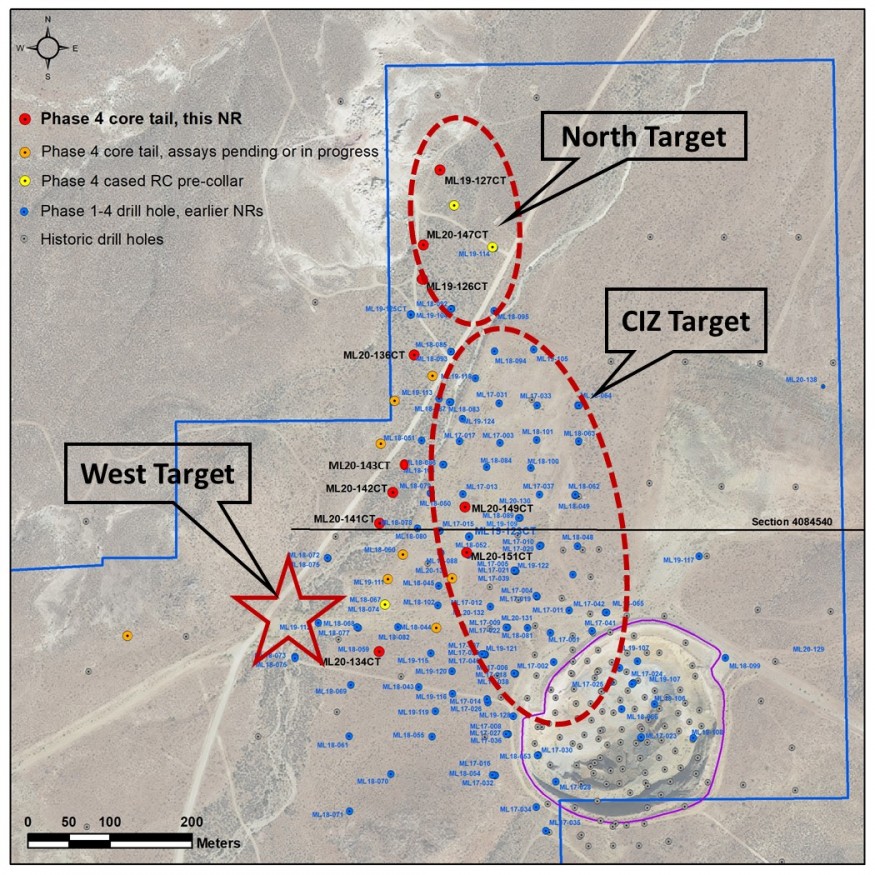 Drill plan map of the Mother Lode Project Aug 18, 2020