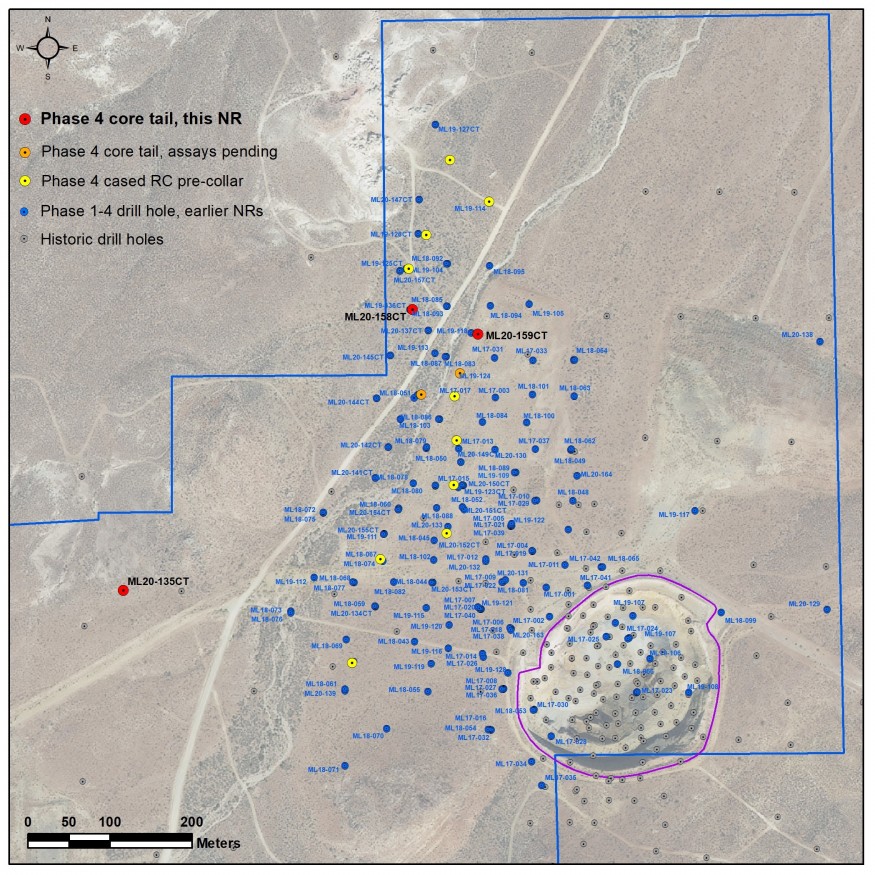 Corvus Gold Drill Location Map for the Mother Lode Project, Nevada Nov 12, 2020