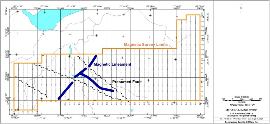 Figure 1 CYR South Property Geophysical Interpretation Map