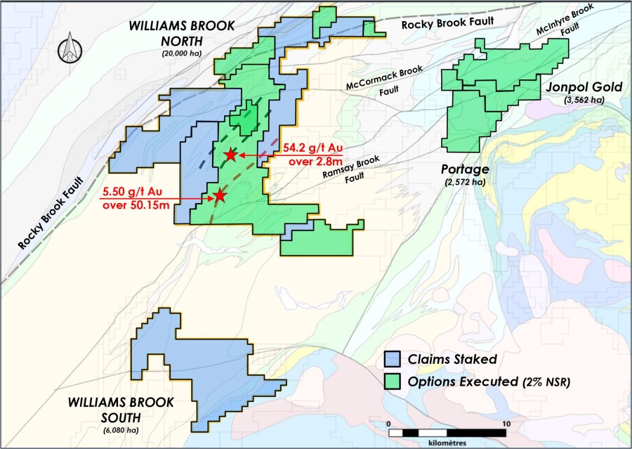 Figure 1: Puma Exploration Holdings at its Williams Brook Gold Project Area