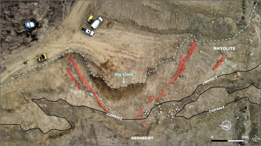 Figure 1. Quartz Veins Discovered at the O'Neil Gold Trend Between the Chubby and Moose Areas