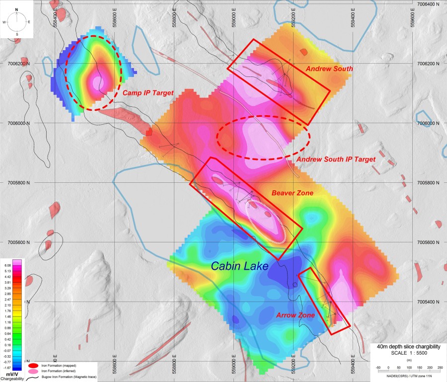 Map of IP Survey at Cabin Gold Project