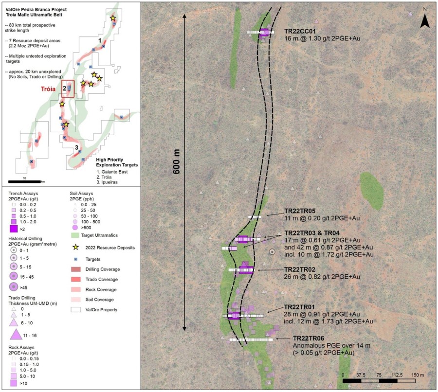 Figure 1: Tróia Target Plan Map, highlighting trench locations and assays.