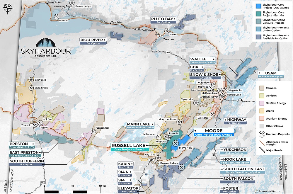 Skyharbour Announces Strategic Property Staking with Addition of Eight New Properties bringing Total Portfolio to Over 490,000 Hectares in the Athabasca Basin, Saskatchewan