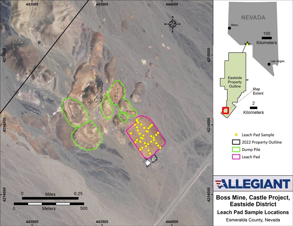 Allegiant Gold Announces High-Grade Results from Tailings and Waste Dumps at Former Boss Mine within Eastside District