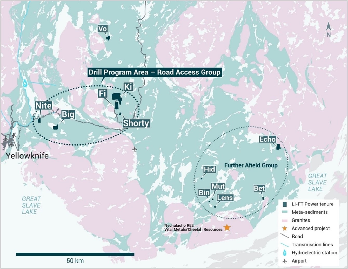 Li-FT Power Intersects 26 m at 1.14% Li2O at the Fi Southwest pegmatite and 20 m at 1.52% Li2O at the Shorty pegmatite, Yellowknife Lithium Project, NWT