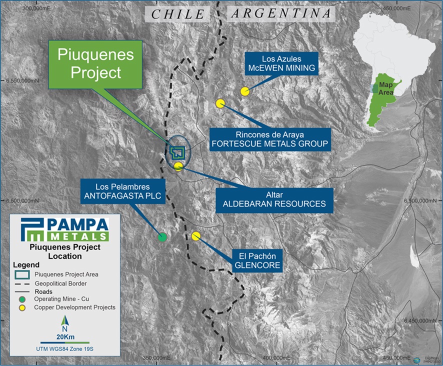 Pampa Metals Options Copper-Gold Project Along San Juan Porphyry Belt. Historical Unaudited Intervals Include 413.5m from 167 @ 0.47% Cu and 0.52 g/t Au (0.87% CuEq)*