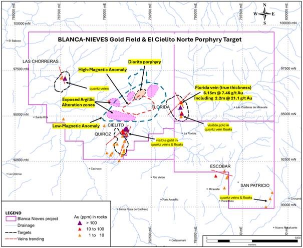SolGold Announces Blanca-Nieves Project Update; Outcrop Results 6.15m @ 7.46 g/t Au