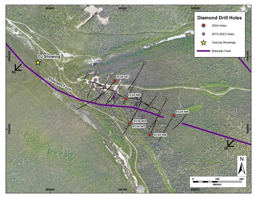 Klondike Gold Eldorado Fault Prospecting Drill Results