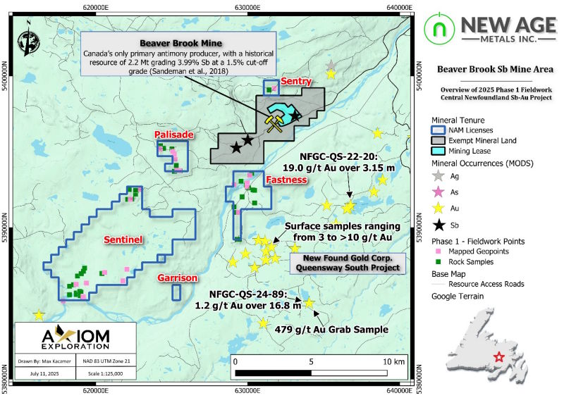 New Age Metals Completes Phase 1 Antimony-Gold Field Reconnaissance Exploration