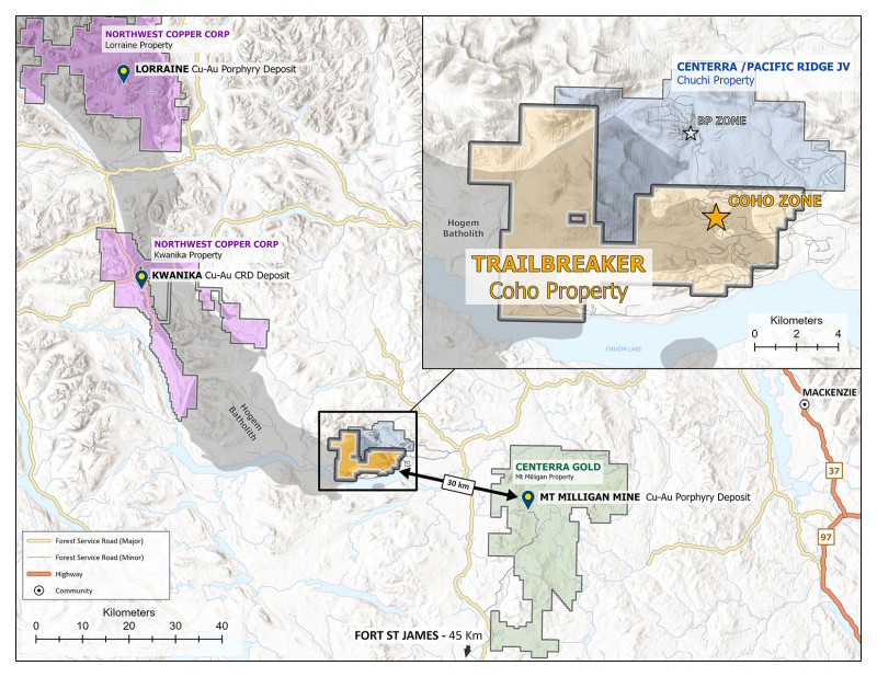Trailbreaker Acquires the Drill-Ready Coho Copper-Gold Porphyry Project in Central British Columbia