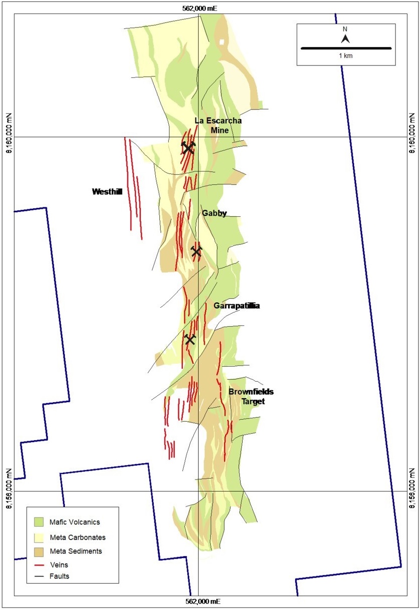 Figure 2: Mineralization at La Escarcha, Gabby, Garrapatillia and Brownfields Targets (CNW Group/Mantaro Silver Corp.)
