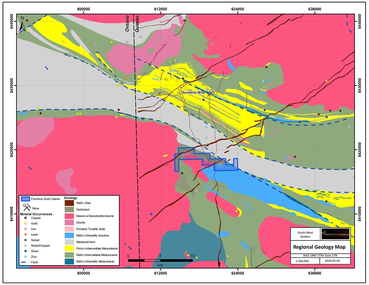 Frontline Gold Announces Acquisition Of Strategically Located Gold Property In Quebec Junior